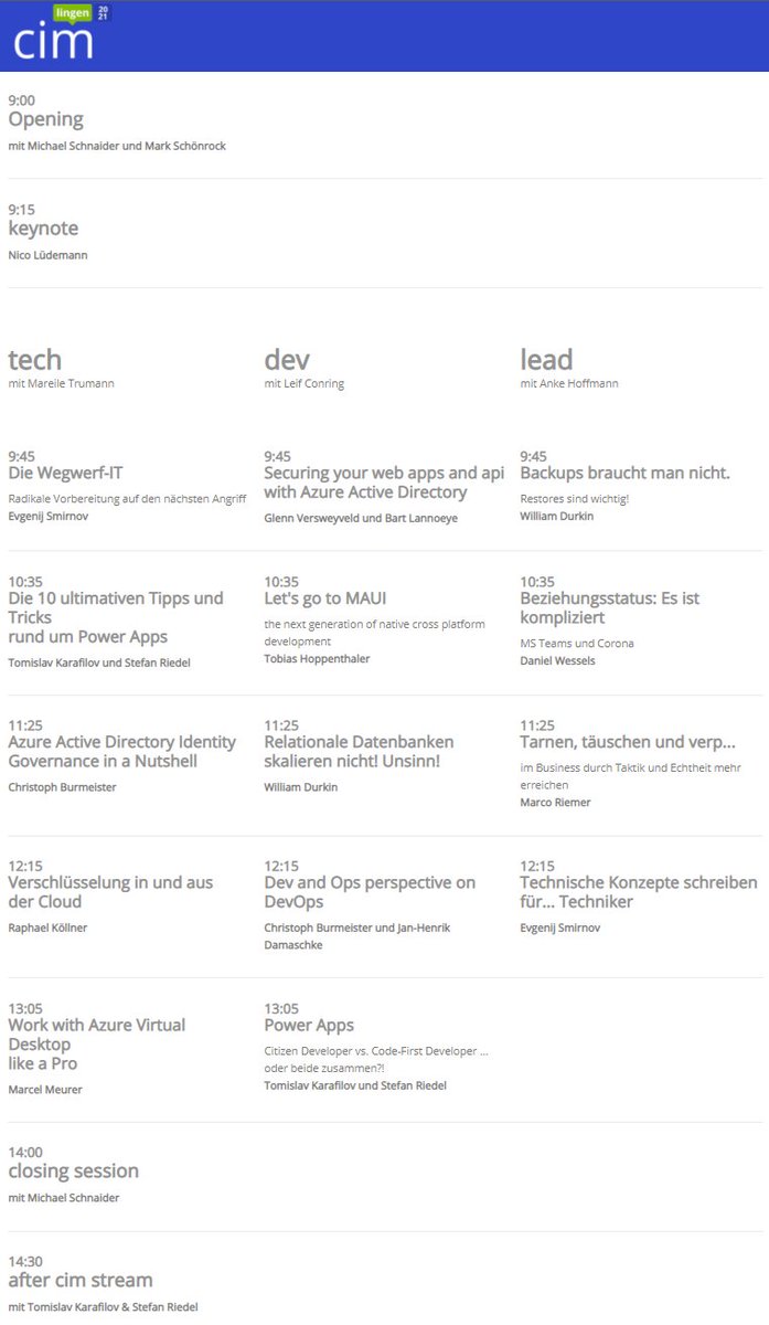 Kleine Programmanpassungen in der <a href="/cimlingen/">cim lingen</a> Agenda und eine Erweiterung am Ende

-> "after cim stream"

mit <a href="/PapaRiedel/">Stefan Riedel</a>, mir und Gästen zur aktuellen cim! Also, anmelden und dran bleiben! #AusDerCommunityFürDieCommunity