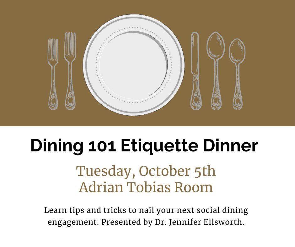 Join us for the 9th annual Dining 101 Etiquette Dinner! Registration: adrian.joinhandshake.com/events/825986/… <a href="/AdrianCollege/">Adrian College</a>