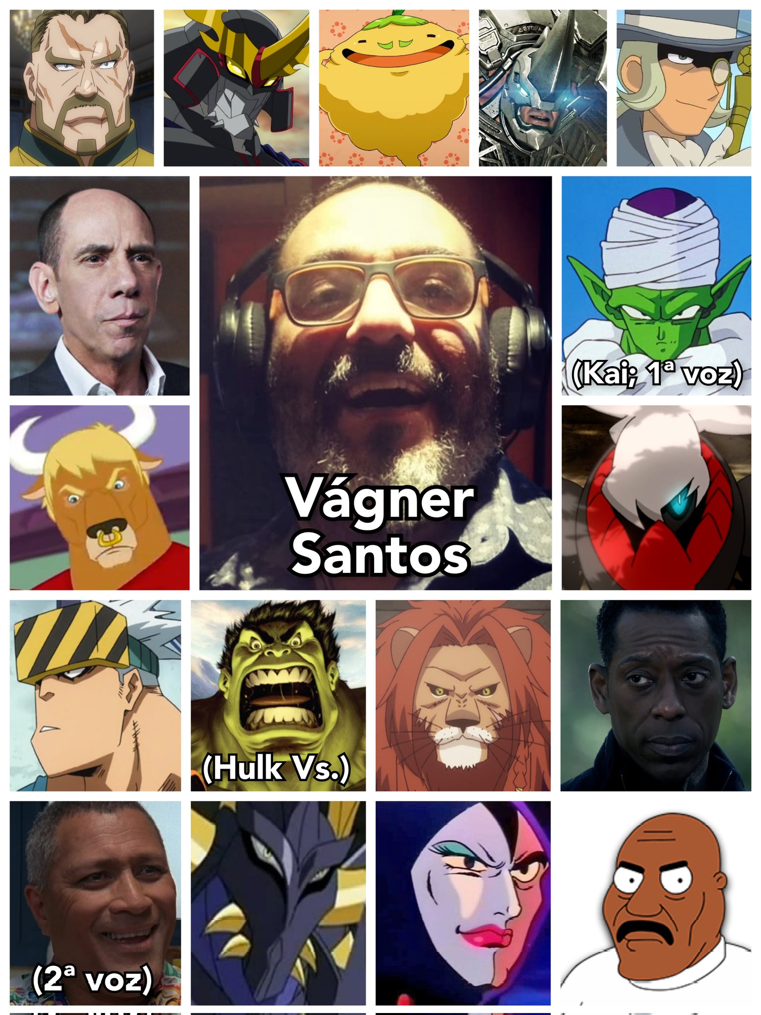 Personagens Com os Mesmos Dubladores! on X: Muito conhecido por ser o  locutor da Lexx, este homem também é um incrível dublador! Alguns dos  papéis do grande Vágner Santos! Vágner é conhecido