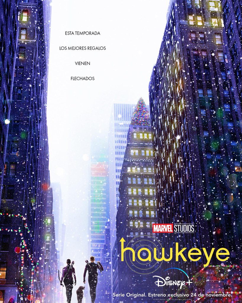 GabyMeza8's tweet photo. Con el primer trailer llega también un póster promocional para la serie del UCM #Hawkeye que llegará a @disneyplusla el 24 de noviembre 🔥 https://t.co/YTXuiWc26Y