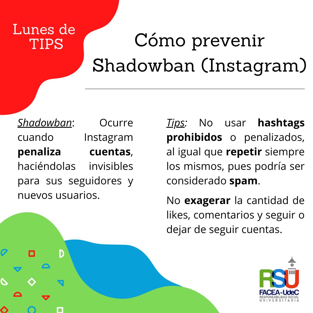 RSUfacea's tweet photo. ¡Bienvenidos a otro #LunesDeTips!Hoy presentamos formas de prevenir shadowban en #instagram, asegurando que tu cuenta alcance al público objetivo ✅ #RSUFacea #pymes #Chile https://t.co/eHlolDvQzp