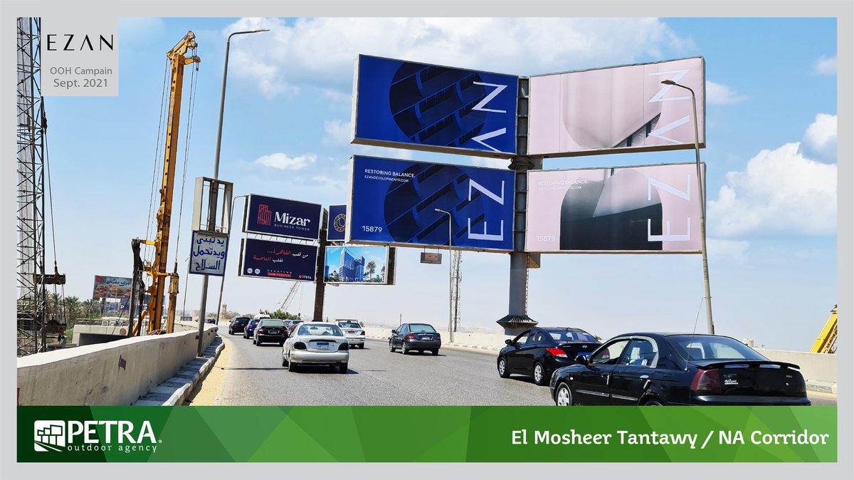 PETRA_OOH's tweet photo. EZAN Developments in their pursuit to keep an estate of #equilibrium, you can see and feel it in their #outdoor #campaign #designs as we can notice the #balance in their messages colors, the #excellent #campaign #planning and the selective choice for their #advertising #locations https://t.co/RpJEcvcAcJ