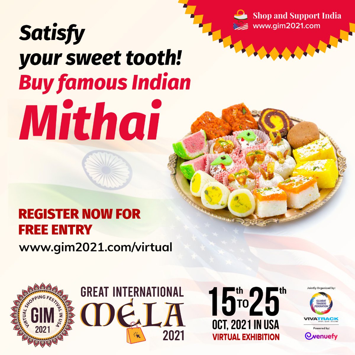 greatintmela's tweet photo. Craving for some savouries sweets of India? 
Buy a wide range of famous mithai like gulab jamun, balushahi, pitha, rosogolla, Kaju Katli and pootharekulu at the virtual exhibition GIM2021.

Register now for free 👉 https://t.co/uXNBTsyCNj

#indianmithai #indiansweets #GIM2021 https://t.co/eFlfAPDaMv