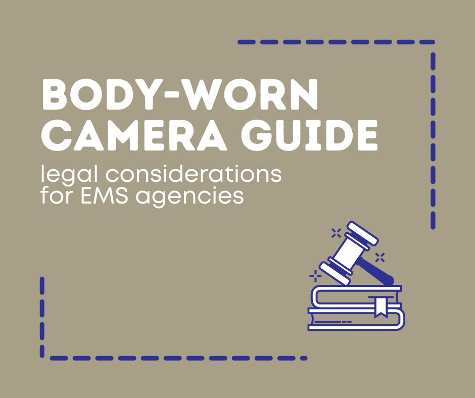 VFIS's tweet photo. Although body-worn cameras aren’t widely used in #EMS—interest is certainly growing. This guide from #NEMIS provides an overview of legal issues for you to consider before implementing them: https://t.co/G4MTbxPL4k https://t.co/oCf4WQJui5