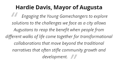 GeorgiaForward's tweet photo. Young Gamechangers brings lasting benefits to host cities. When emerging leaders work together across ideological lines, good results come out of it. Read a testimonial from Augusta Mayor Hardie Davis and apply today! https://t.co/OsHFIeQPif #gacities #onegeorgiaforward https://t.co/ummIMwsfli