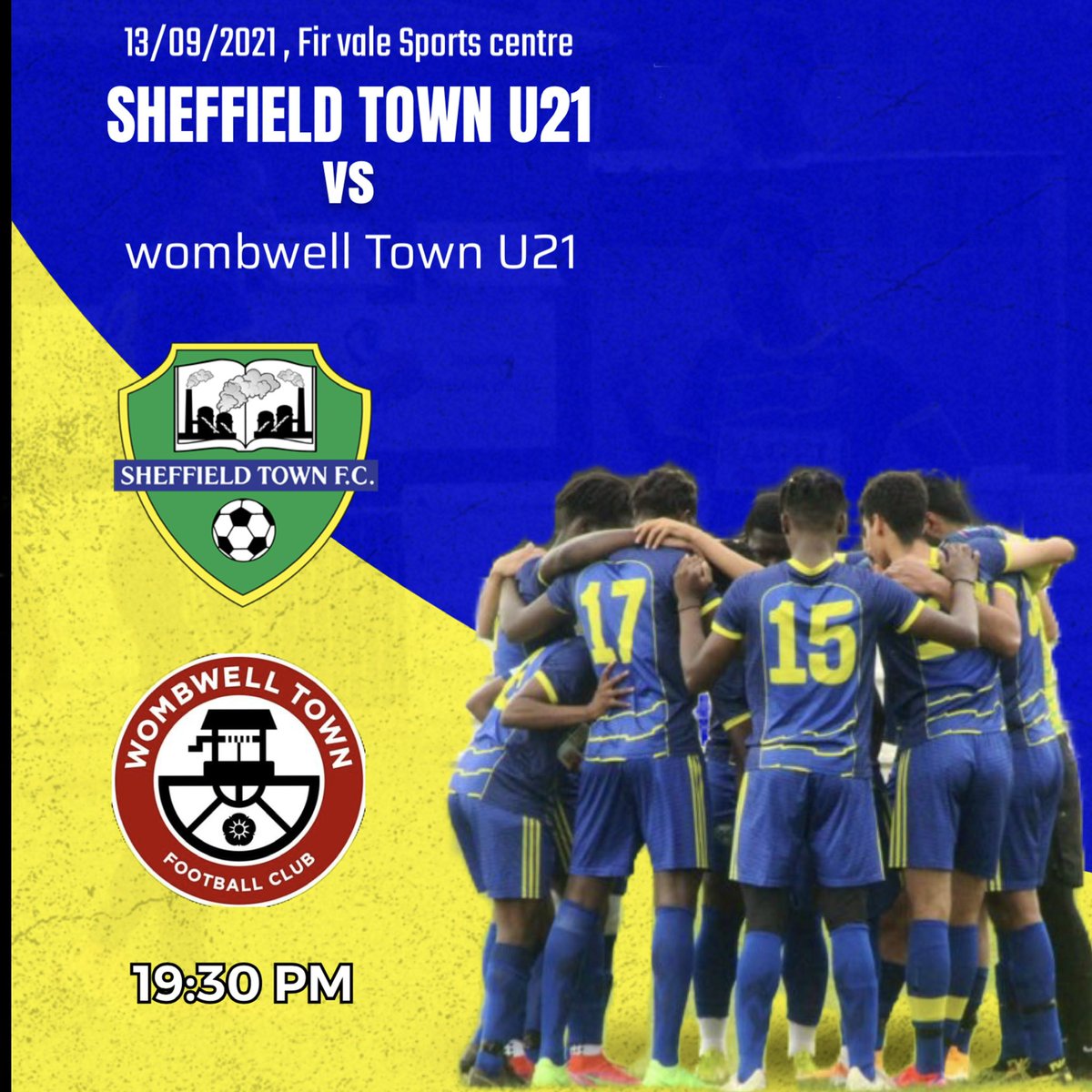 SheffieldTownFC's tweet image. MATCH DAY!

🆚  @wombwelltownfc 
🏆  @NMDFL 
🗓️  Monday 13th September
🕒  19:30 
🏟️  Fir vale Sports Centre 
📍  S4 8GB
💷  Adults £2, U16 FREE

Get yourself down and support your local club.

#STFC #Wearesheffield