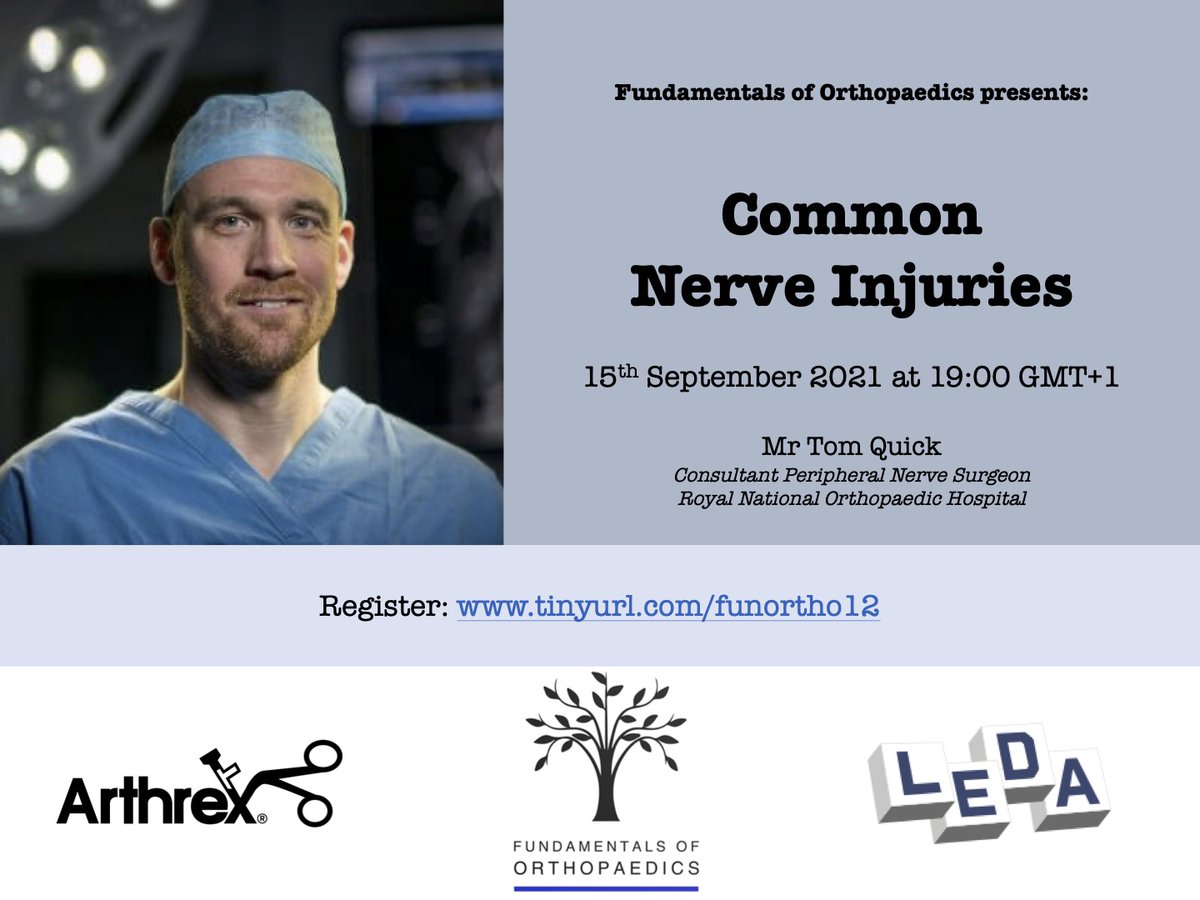 bota_uk's tweet photo. Another Wednesday seminar from the team at @funorthopaedics 

This week Mr Tom Quick ( @TJQPNI ) of @RNOHnhs will be giving a talk on common nerve injuries!

This is one not to miss!

Link to register:
https://t.co/mv1CFTlp6M https://t.co/ODxxztPAPt