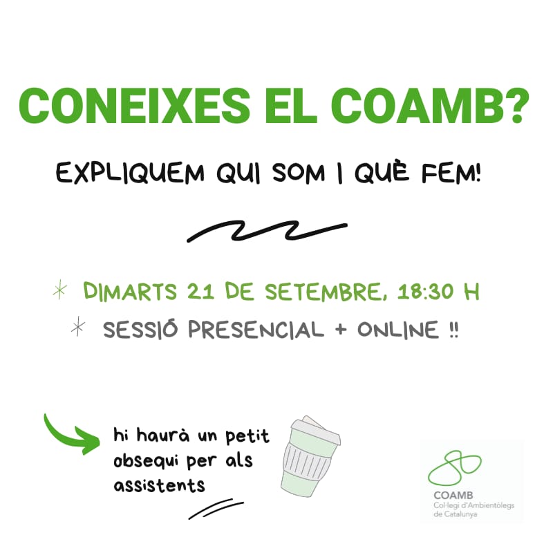 Anna_2885's tweet photo. Coneixes el @COAMBcat? 🌏♻️🌿
📆 Dimarts 21 sessió distesa per compartir que fa el #coamb
📍 Presencial i virtual
#cienciesambientals #ambientals #ambientòlogues #ambientòlegs
https://t.co/jIJ2XqcXrV https://t.co/PVEdQcA7fA