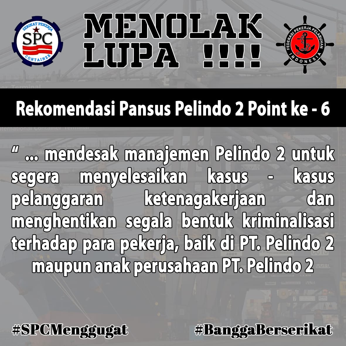 AkewSalahudin's tweet photo. @jokowi Pakde... Tolong klo ketemu pak @erickthohir bilangin yaaa, ditunggu di pelabuhan utara jakarta. 
Tar kita ngobrol bareng anak² yg di-PHK @SP_Container @FppiIndonesia 
#SPCMenggugat
#BanggaBerserikat https://t.co/yVNeduPgwv