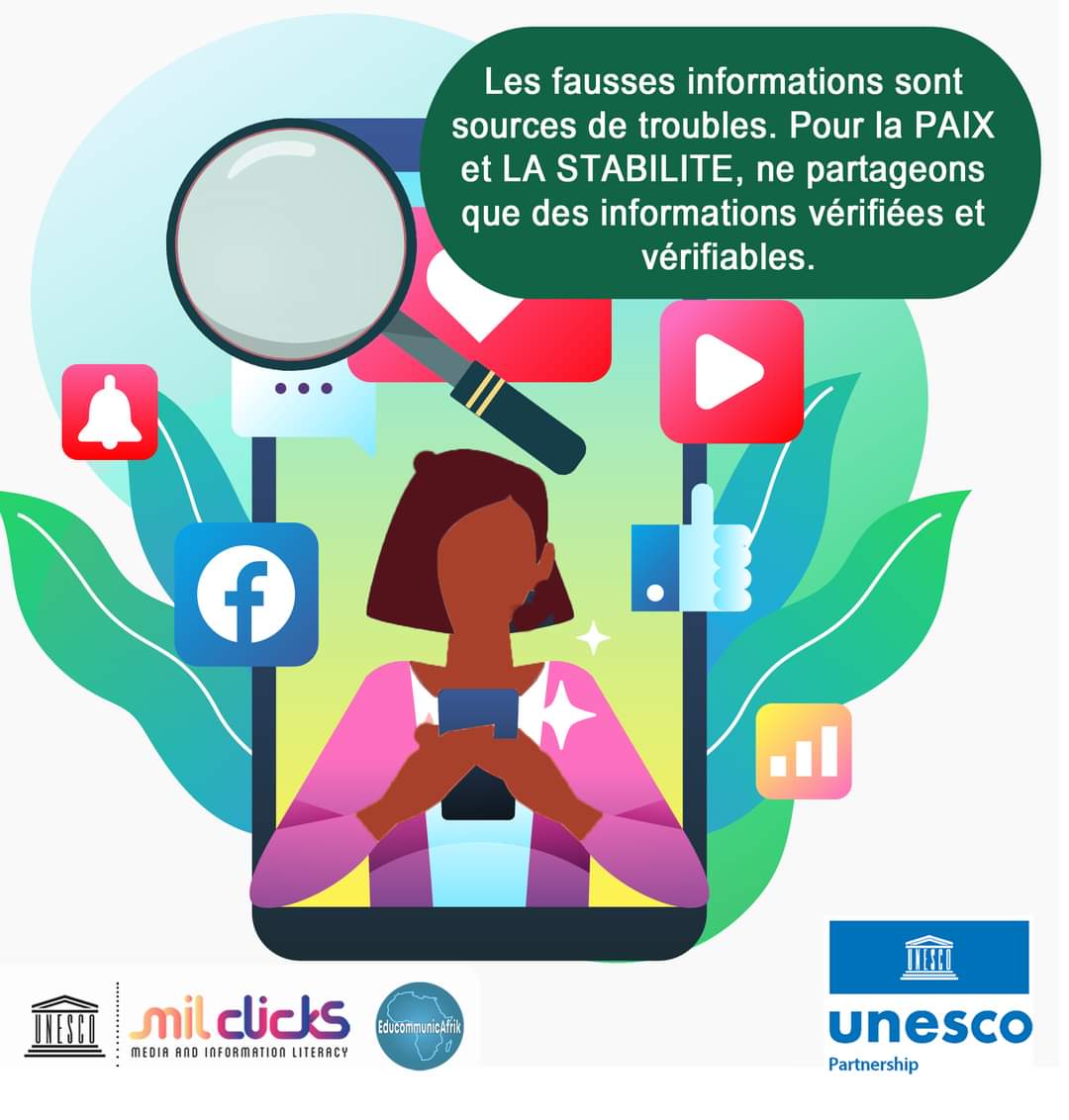 Milclicks_FR's tweet photo. Jeune ambassadeur de la paix, pour le bien-être de ton pays, prends toujours la peine de vérifier la source de tes informations avant de les partager.

#MIL4YCE @UNESCO_Dakar @JapanGov @AMJBurkinaFaso @EducommunicA @MILCLICKS https://t.co/3TAMbuMqHs