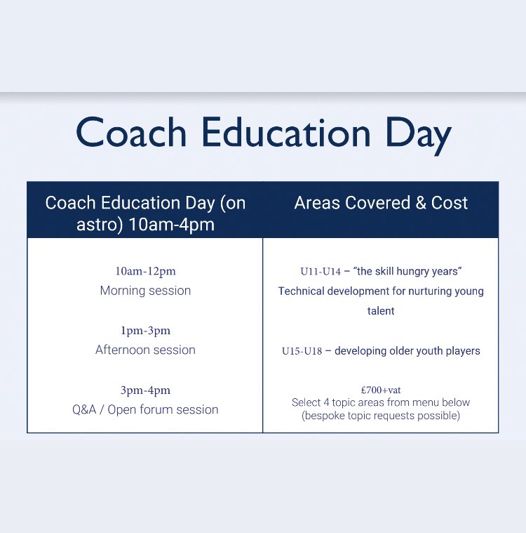 evo_hockey's tweet image. ATTENTION all clubs &amp;amp; schools: 😎 
Book an incredible Coach Education Day with legendary technical expert Jon Royce🤩 

⏰ 10am-4pm
😎 U11-U14 &amp;amp; U15-U18
💷 £700 +vat 
📩 email info@evo-hockey.com to book

#hockeytraining #technicalcoaching #coacheducation