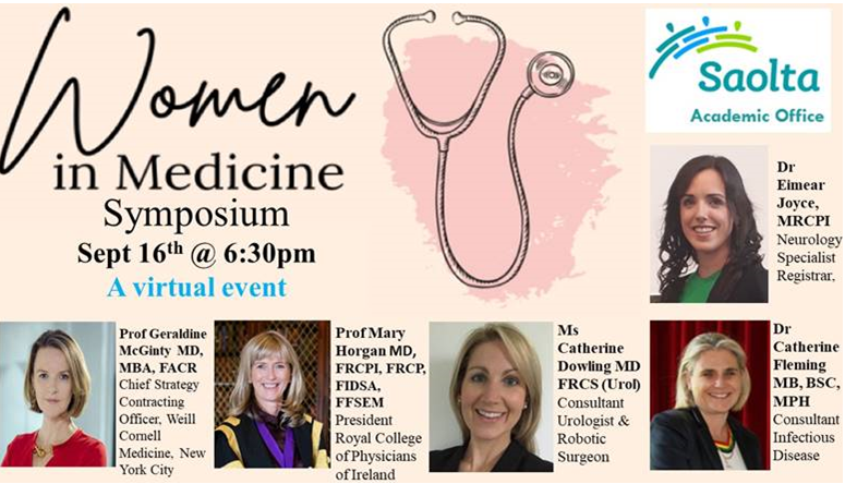 Saolta presents Women in Medicine Thursday 16th Sept. Click the link to register us06web.zoom.us/webinar/regist… @saoltagroup @profmaryhorgan @cathmdowling @SurgeryNUIG @NDTP_HSE