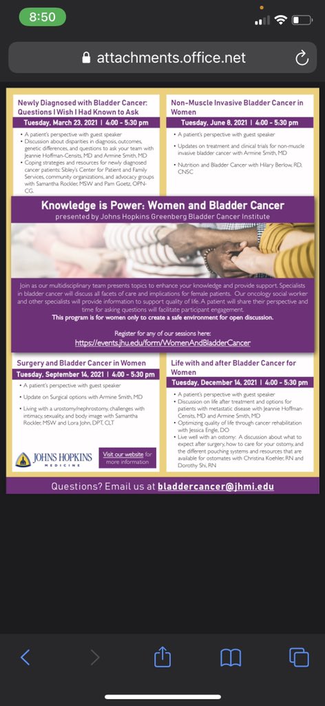 Tomorrow’s opportunity! Women and Bladder Cancer series. Register Today.