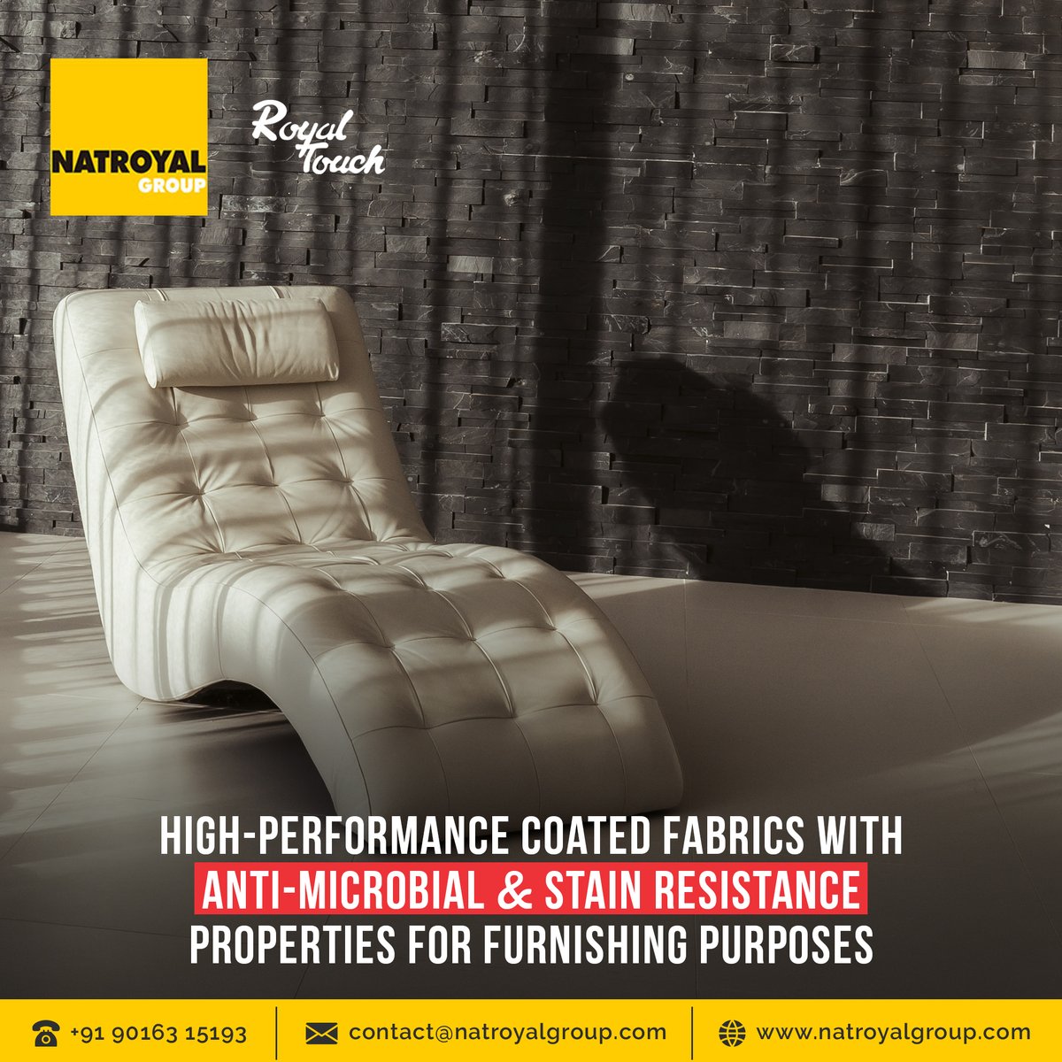 Our comprehensive range of specialized & customized coated fabrics for the furnishing industry is tailormade for both indoor & outdoor furniture with superior strength, high abrasion & stain resistance properties.
natroyaltouch.com       
#durableleather #toughleather