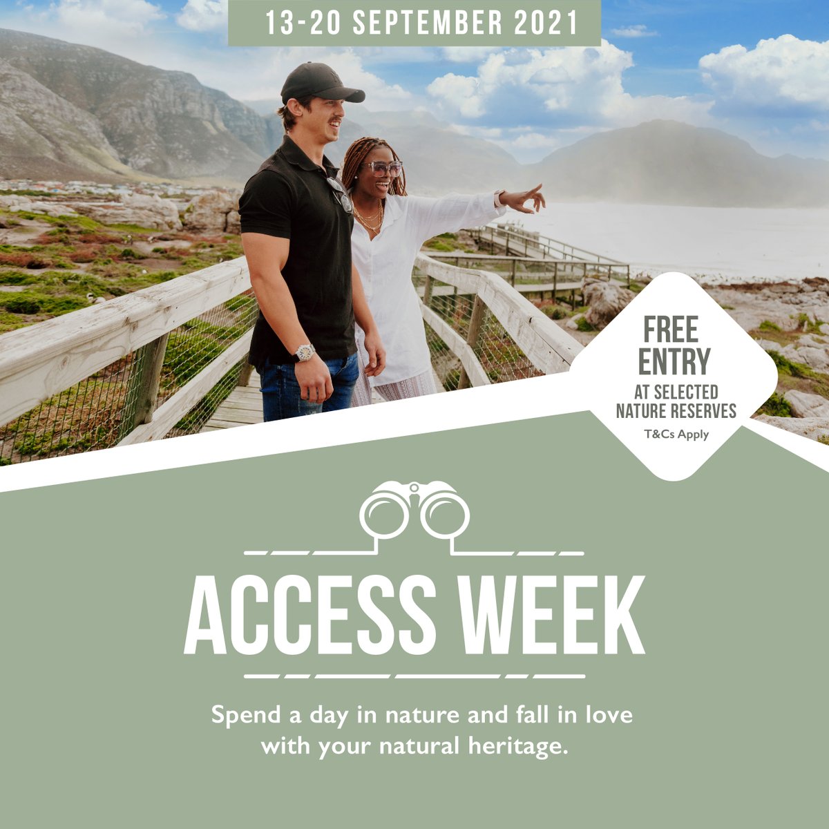 The long-awaited moment has arrived!🤸🏻‍♀️🍃🏕🐾

Access Week is LIVE and our gates are open to welcome you. Explore 22 reserves in the West Coast, Winelands, Overberg, Garden Route and Klein Karoo for FREE from today till 20 September 2021.

capenature.co.za/.../capenature…...

#AccessWeek