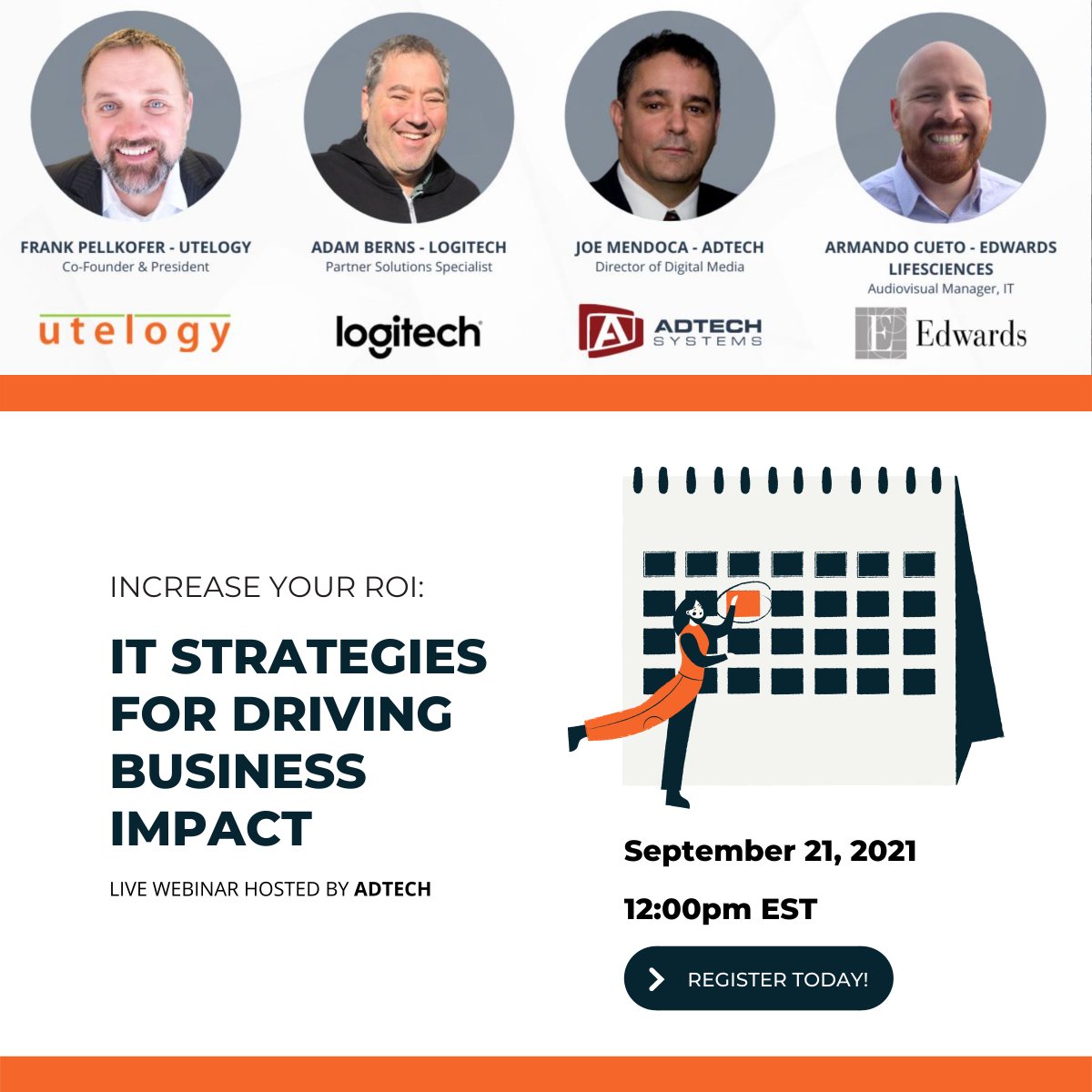 Join thought leaders from <a href="/Utelogy/">Utelogy</a>, <a href="/Logitech/">Logitech</a>,  <a href="/EdwardsLife/">Bella Swan-Cullen</a> Science and <a href="/AdtechSystems/">Adtech Systems</a> for a roundtable discussion for IT executives looking to deliver financial and business impact from video collaboration and AV technology ecosystem. Registrater: ow.ly/MtrL50G8MjZ