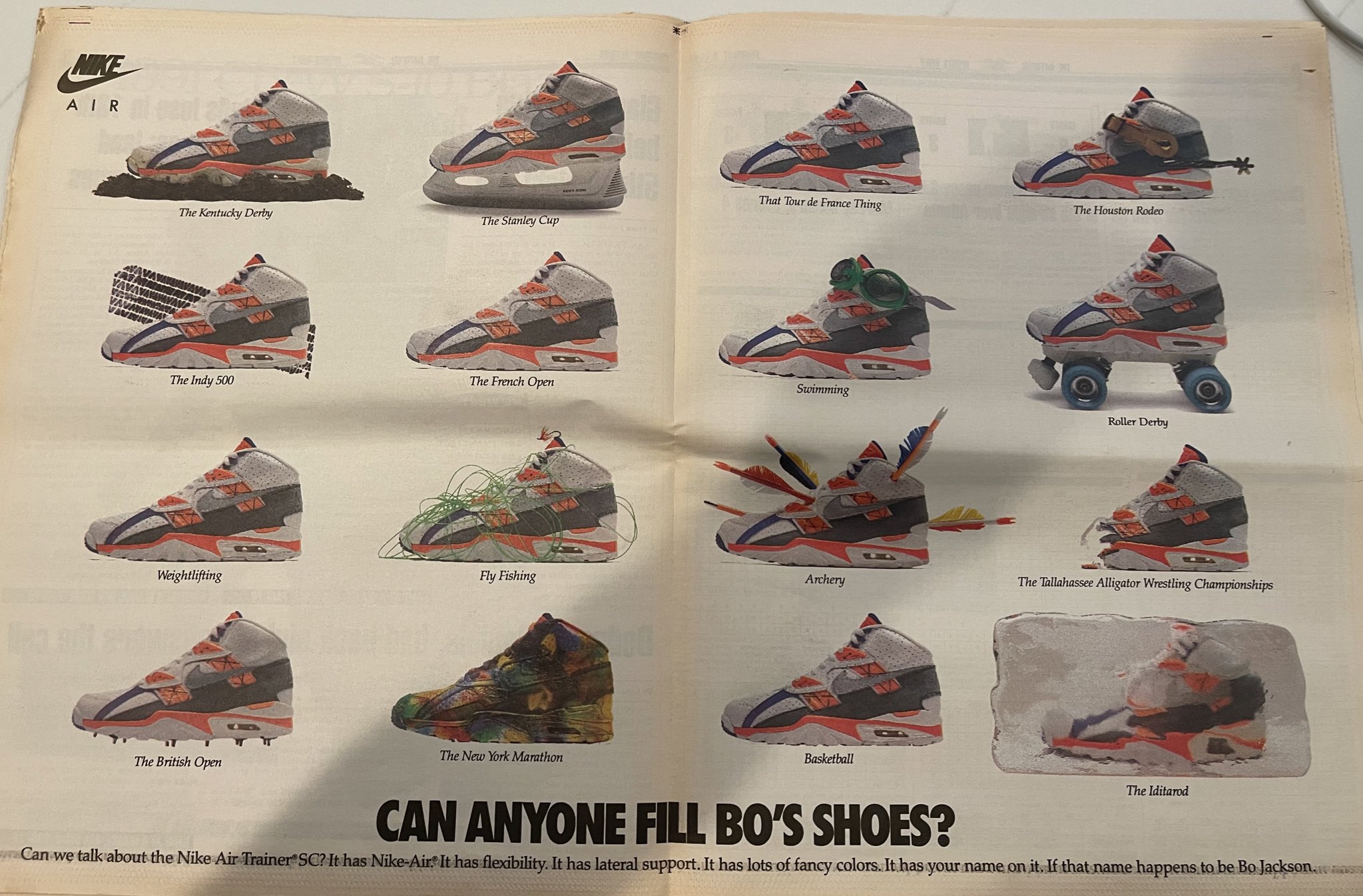 Darren Rovell on X Great BoJackson ad from September 13 1990 edition of The National advertising the iconic Nike Air Trainer SC. https t rTMRQYtOkP X