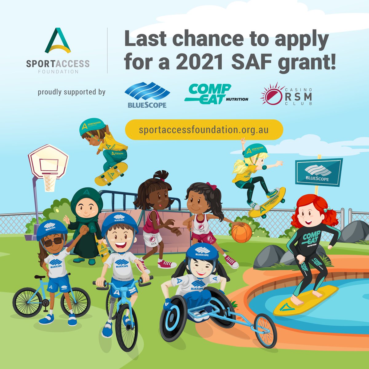 Last chance to apply for a 2021 Sport Access Foundation Grant Applications close this Friday 17th September apply via sportaccessfoundation.org.au/what-we-do/202…