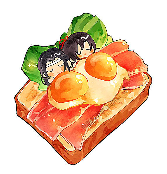 「昔かいた食パン素材でてきたのでいたずら書きしました 」|ねるこはそだつのイラスト