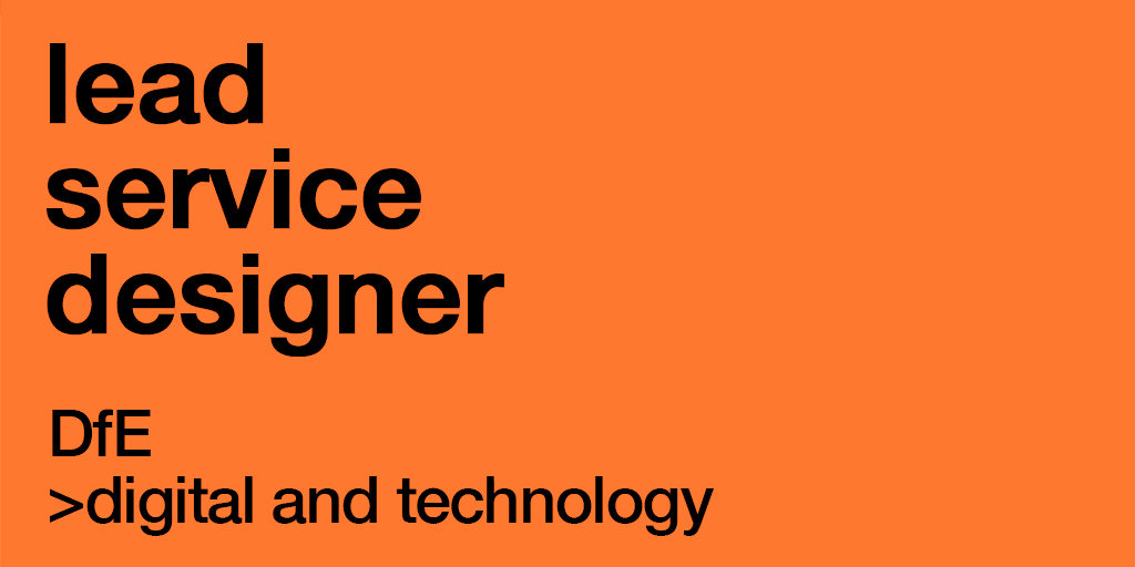 We're recruiting a lead service designer. 

You'll be working to support vulnerable children and families.

Location: Coventry, Darlington, Manchester, Nottingham, Sheffield.

Application deadline: 26 September 2021.

civilservicejobs.service.gov.uk/csr/jobs.cgi?j… 

#ServiceDesign #UKGovIsHiring