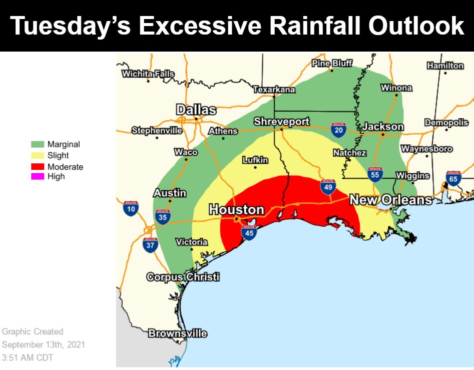 NWSWPC's tweet photo. Nicholas is expected to make landfall later today along the Texas Gulf Coast bringing widespread rain and the risk for considerable flash flooding, especially in urban areas. Note the amounts vary significantly across a small distance and to remain prepared and weather aware. https://t.co/OzvBjC83eN