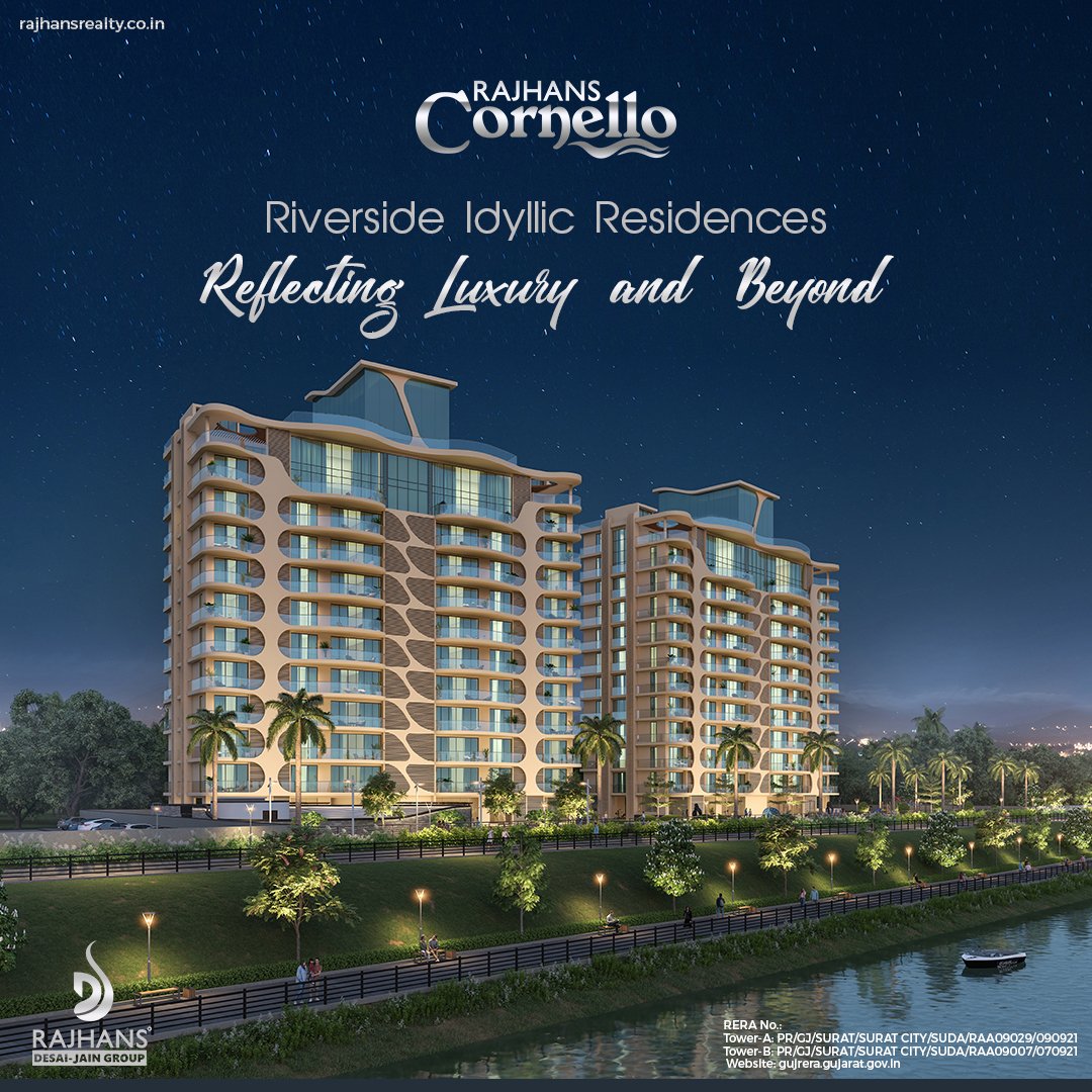 Unmatched to the core and unique in its own right, Rajhans Cornello is much more than riverside abodes. 
#RajhansCornello #RiversideProject #Cornello #LuxuryLiving #PrimeLocation #RajhansRealty #WhereLuxuryIsAWayOfLife #RajhansDesaiJainGroup