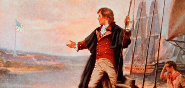 boldamericanpod's tweet photo. #ZBThistory: 1814 - The Brits failed to capture Baltimore. During the battle, long-time stoolie Francis Scott Key composes what is now known as the National Anthem. 

Fun fact, the flag that flew over the fort there was nearly 1300 square feet (pretty damn big) https://t.co/jAzw2bLqvh