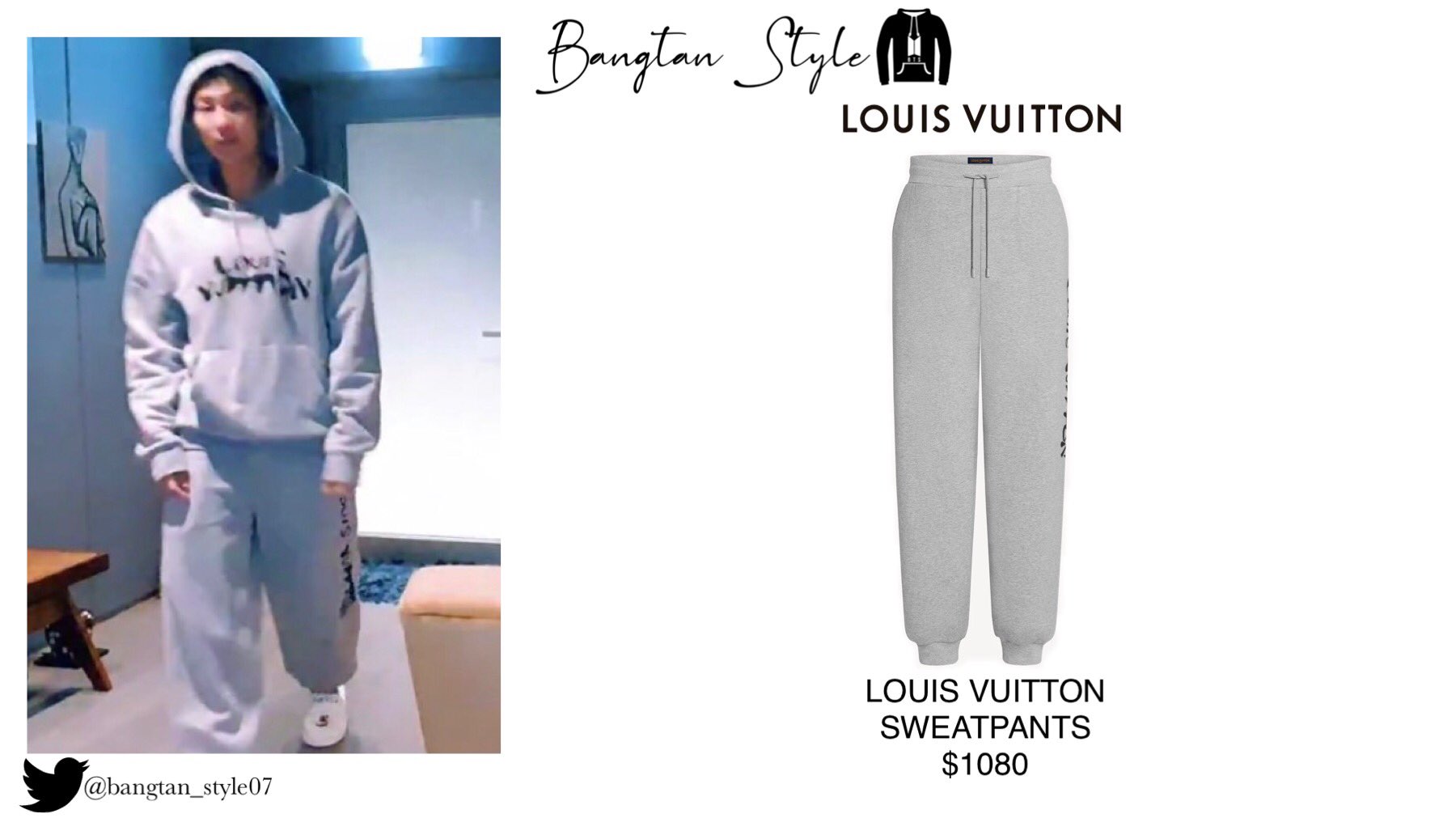 Bangtan Style⁷ (slow) on X: "VLIVE 210913 Namjoon also wears LOUIS VUITTON  Sweatpants ($1080). #RM #BTS @BTS_twt https://t.co/fkcVTTCn6q" / X