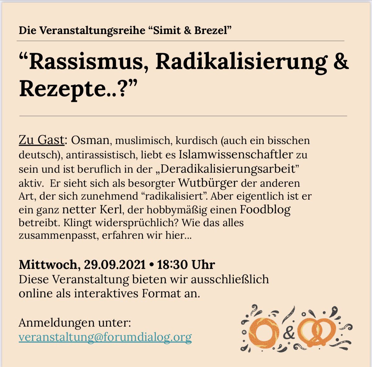 unser nächster Termin „Simit&amp;Brezel“ findet bald statt. Meldet Euch an und teilt die frohe Kunde..😀😀😀