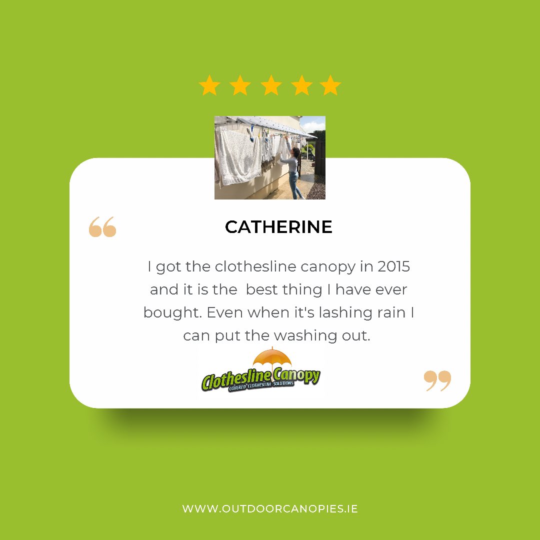CanopyCovers's tweet photo. Another fabulous review from a customer who has had the Clothesline Canopy since 2015!

https://t.co/7ctC6zkbGz 

#clotheslinecanopy #laundry #ireland #washing #supportlocal #customerreview #FamilyBusiness #shopinireland https://t.co/MZxEYYHViz