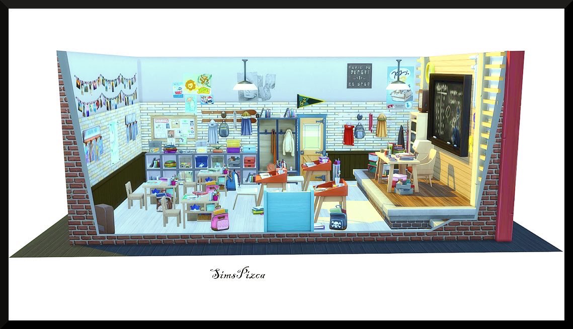 Pizca21's tweet photo. Hoy os traigo una clase, es completamente funcional y sin cc, la tenéis en mi galería 🆔 SimsPizca 😊, (moveobjects on) #sims4 #ShowUsYourBuilds @CentralSimmer @SimsCreatorsCom @TheSims https://t.co/Y1wVJsnslY