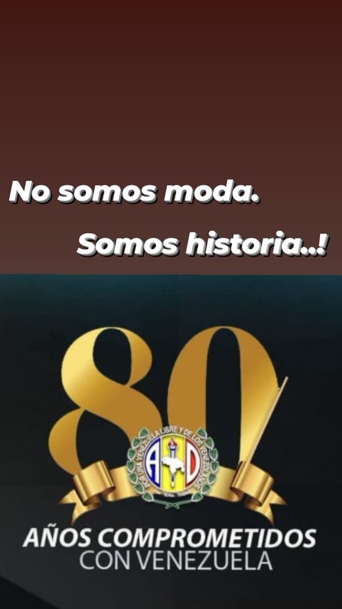 ADOrgTinaco's tweet photo. Hoy el glorioso partido Acción Democrática celebra el 80 Aniversario de su fundación. Ratificando su compromiso con la #Unidad por una Venezuela libre y de todos los venezolanos. 
Las mejores páginas de la historia de Venezuela, se escribieron con la fina pluma de AD. https://t.co/eVwWMBg4Et