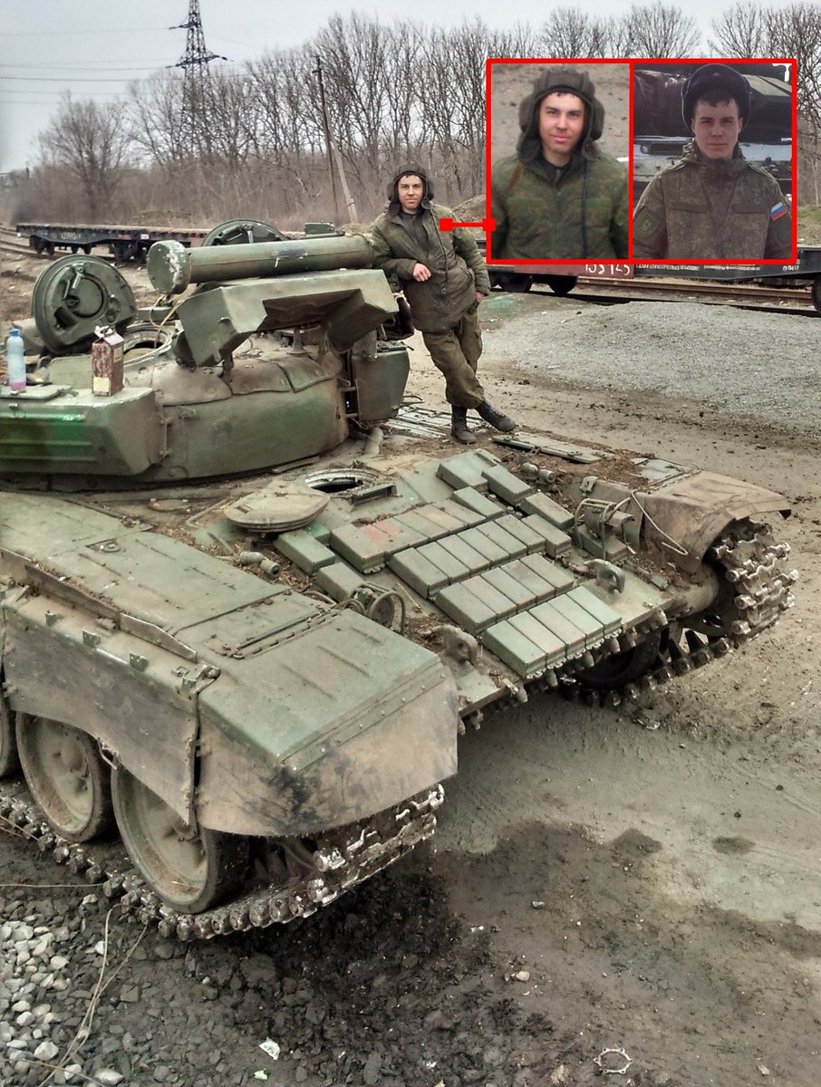 Танк Т-72Б1 российской 5-й ОМСБр на фото: 1 – подбитый возле села Логвиново (48.379652, 38.340624) в феврале 2015-го; 2 – отбуксированный в Углегорск; 3 и 4 – с танкистом 5-й ОМСБр Виктором Вторушиным (sled-vzayt.livejournal.com/2099.html).
