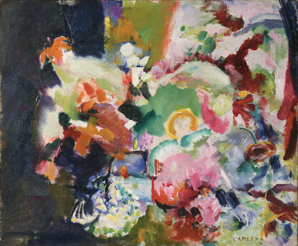 philamuseumart's tweet photo. #NewOnView: As an influential teacher, Arthur B. Carles orchestrated a modernist turn in Philadelphia still life. While his use of color pushes this painting in the direction of abstraction, he maintains the traditional still-life motif of blooming flowers https://t.co/3VI6exiqIK https://t.co/dolsz1emze