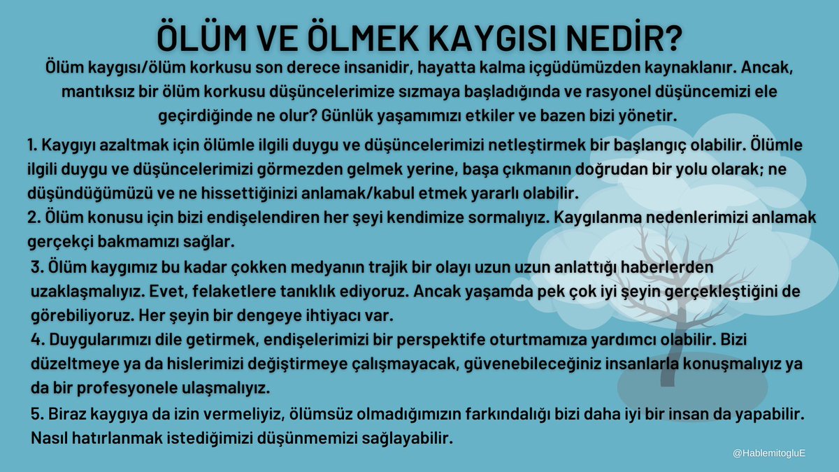 Ölüm kaygısı/ölüm korkusu son derece insanidir, hayatta kalma içgüdümüzden kaynaklanır.
#ölümveölmekkaygısı
#deathanxiety