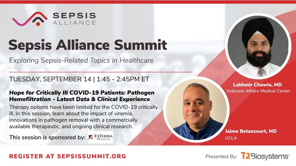 It's not too late to register for the webinar on the use of #Seraph100 in the treatment of critically ill #COVID19 patients at the @SepsisAlliance Summit. Register for free now!

#SAM21 #SepsisAwareness #SepsisAllianceSummit