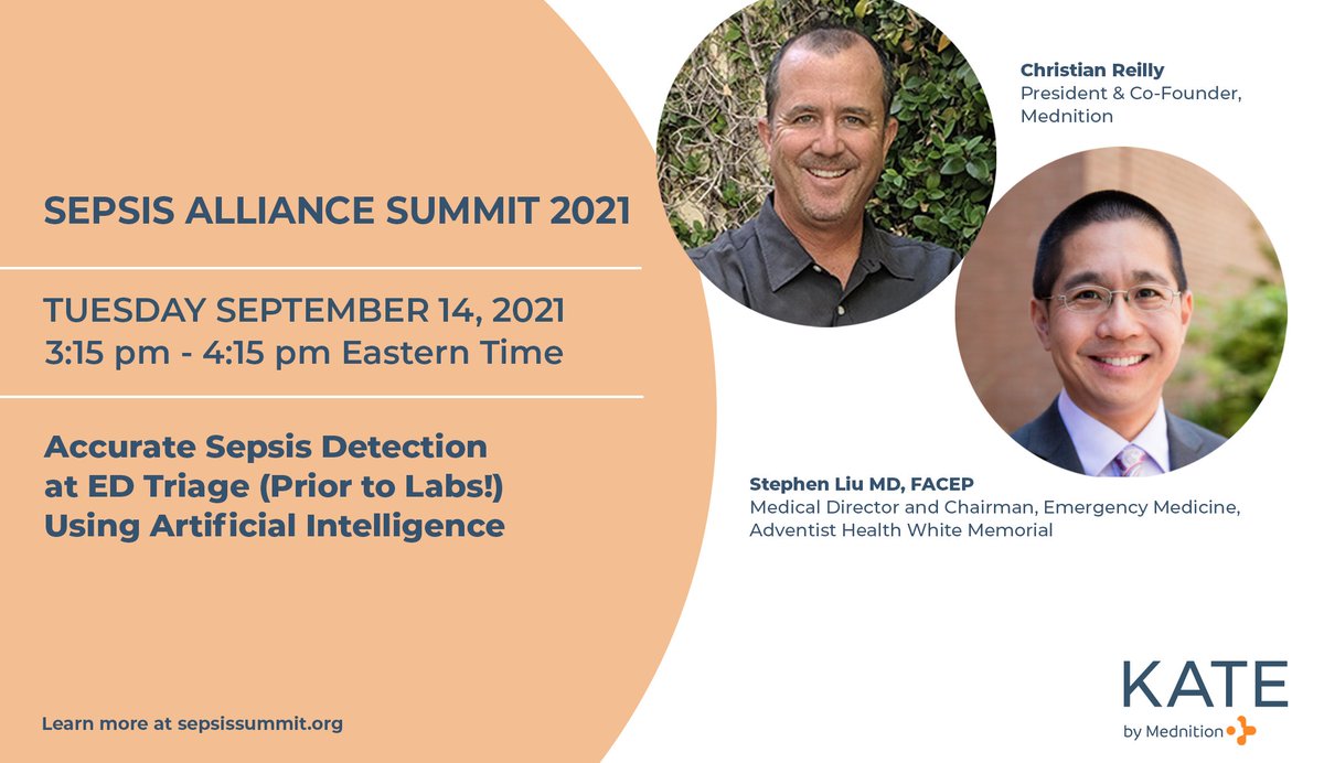 We are excited to have Christian Reilly and Stephen Liu, MD presenting our latest Sepsis Research at the 2nd Annual @SepsisAlliance Summit! 

Register for free at bit.ly/3ldjcKl. 

#SepsisAwareness #SepsisAllianceSummit #HealthcareInnovation #ArtificialIntelligence