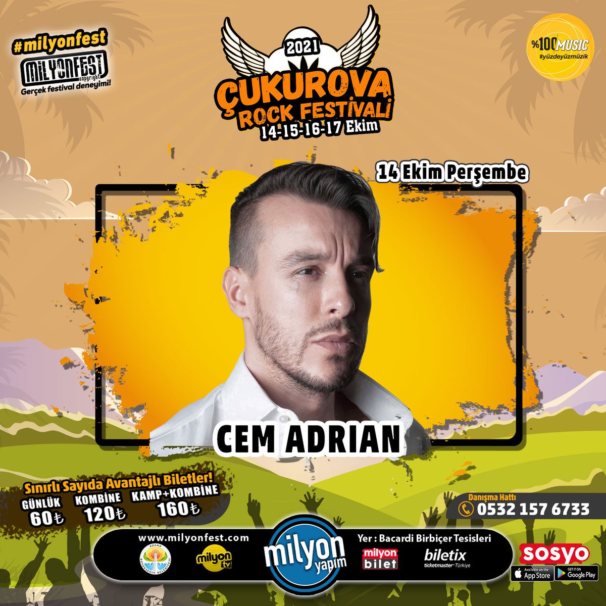 Milyonfest (@milyonfest) on Twitter photo Cem Adrian 14 Ekim'de Çukurova Rock Festivalinde!
<a href="/cemadrian/">cem adrian 💎</a>
Biletini hemen milyonbilet.com veya Milyonbilet uygulamasından al, avantajlı bilet fırsatlarından yararlan! <a href="/milyonbilet/">milyonbilet</a> <a href="/milyonyapim/">Milyon Yapım</a>
<a href="/cukurovafest/">Çukurova Rock</a>
.
#Milyonfest #CemAdrian #cukurovarock Cem Adrian 14 Ekim'de Çukurova Rock Festivalinde!
<a href="/cemadrian/">cem adrian 💎</a>
Biletini hemen milyonbilet.com veya Milyonbilet uygulamasından al, avantajlı bilet fırsatlarından yararlan! <a href="/milyonbilet/">milyonbilet</a> <a href="/milyonyapim/">Milyon Yapım</a>
<a href="/cukurovafest/">Çukurova Rock</a>
.
#Milyonfest #CemAdrian #cukurovarock