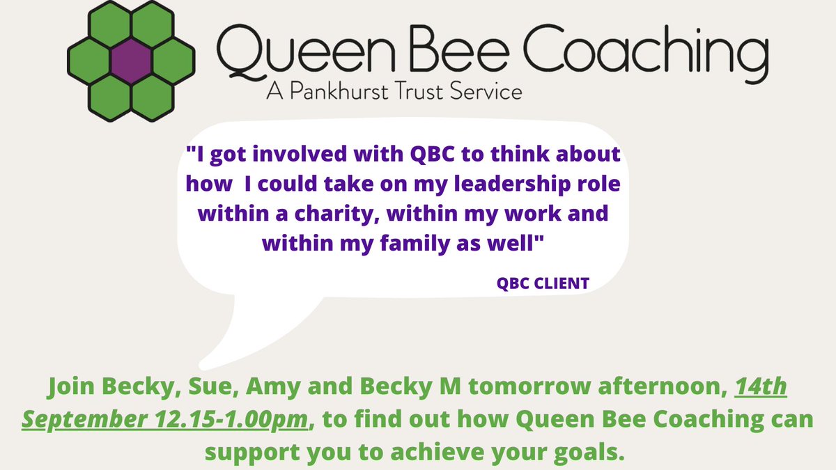 QueenBeeCoach's tweet photo. A huge thank you to everyone who has signed up or shared our Recruitment Event tomorrow! We are so excited to chat to you all about our hive. There’s still time to sign up so please share this link with any other inspirational women: https://t.co/vdFWEl7hqI 🐝💜🤍💚 https://t.co/uvmsBilRNw
