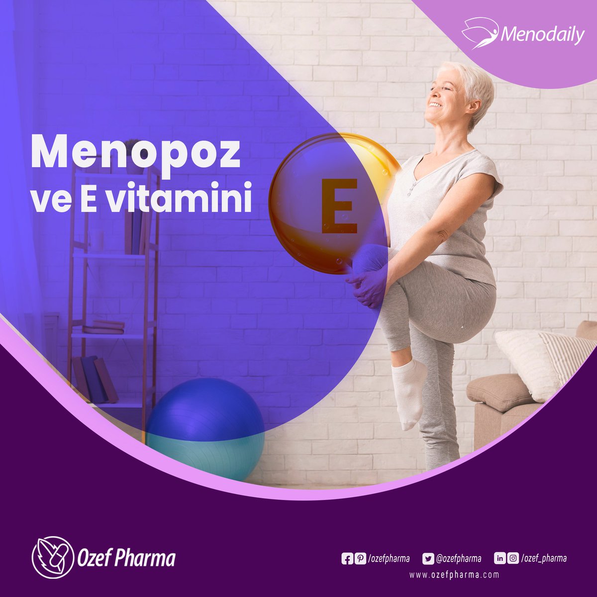 OzefPharma's tweet photo. Kadınların menopoz döneminde hormonal azalma sonucu vücutta bazı tepkimeler oluşur. 

Cilt problemleri (kuruluk/aşırı yağlanma) ,ciltte  kırışıklılık, artan saç dökülmeleri ve birçok fiziksel tepkime gibi vücudun E vitaminine de ihtiyacı artmaktadır. https://t.co/BDPIIYDRJm