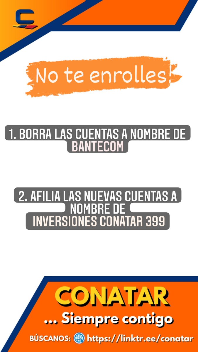 TuConatar's tweet photo. Feliz día a nuestra #FamiliaConatar!
Ya iniciamos nuestra jornada!
Recuerda:
✅ Nuestras cuentas activas (solo para afiliados directos) las consultas en la sección DEPÓSITOS en tu billetera #Conatar
✅ Si tienes problemas con tu depósito, escribe a reclamosbantecom@gmail.com https://t.co/ye3j06tOes