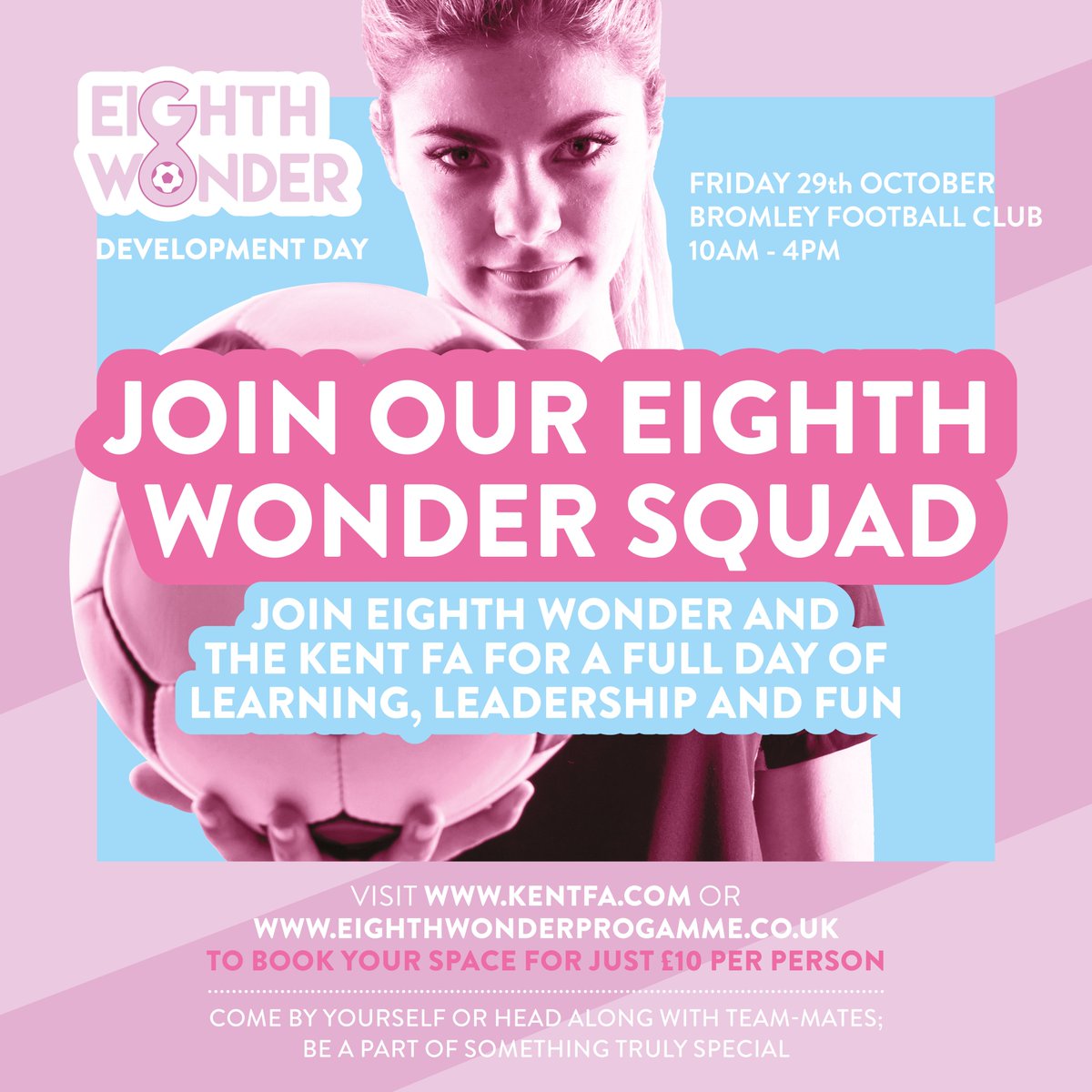 eighth_wonder8's tweet photo. DEVELOPMENT DAY 2021

We're so excited to partner with @kentfa and @BromleyFCTrust to offer young women aged 14-20 the chance to learn about a variety of careers➕volunteering roles in the beautiful game ⚽️

⚪️ https://t.co/7sjlJIYCvm

Sign up today 👇
🎫 https://t.co/iquez2M5Ek https://t.co/qGPtJb6AkF