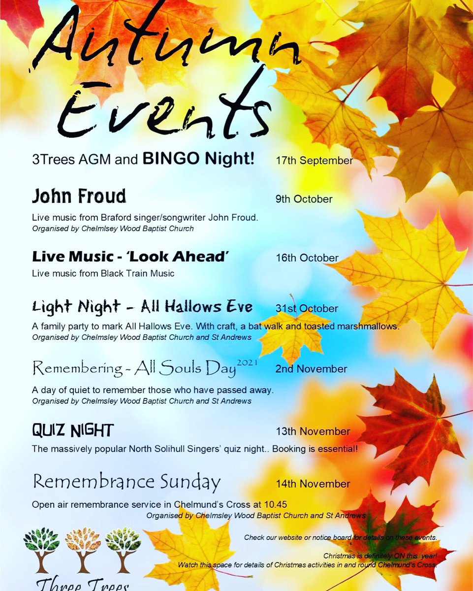 Lot’s going on here <a href="/3Treescentre/">ThreeTreesCentre</a> this Autumn 😃 keep an eye out for more info!