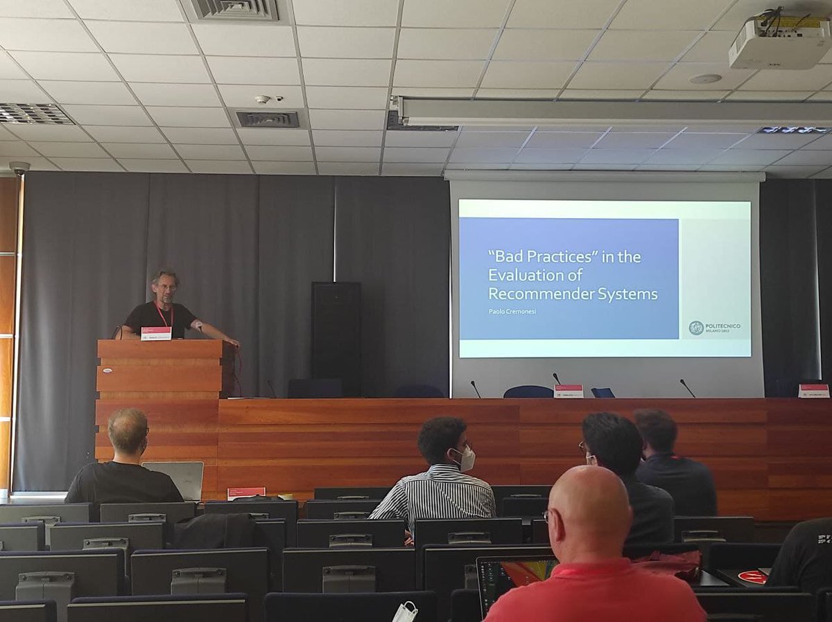 2021Iir's tweet photo. Paolo Cremonesi (@crmpla67 ) presenting his keynote: "Bad Practices" in the Evaluation of Recommender Systems
Abstract at: https://t.co/rRnoIoJIRr
Follow the talk at: https://t.co/CpO7eF9Mio https://t.co/tb0Mtfceaq