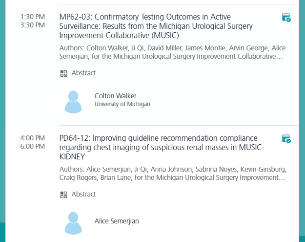 MUSICUrology's tweet image. MUSIC presentations at Day 4 of #AUA2021 are listed below!

#AUA21 #Prostate #KidneyCancer #KidneyStones #ROCKS #RenalMass #PCa #ProstateCancer