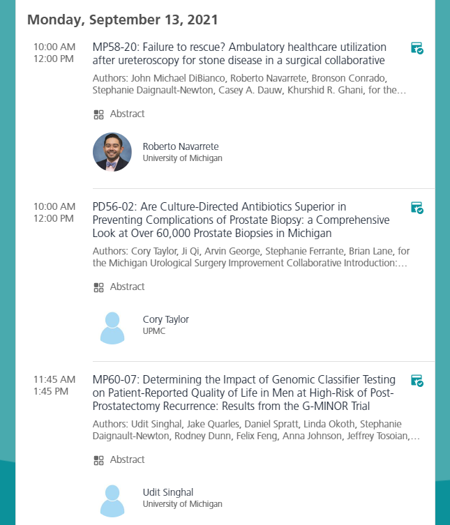 MUSICUrology's tweet image. MUSIC presentations at Day 4 of #AUA2021 are listed below!

#AUA21 #Prostate #KidneyCancer #KidneyStones #ROCKS #RenalMass #PCa #ProstateCancer