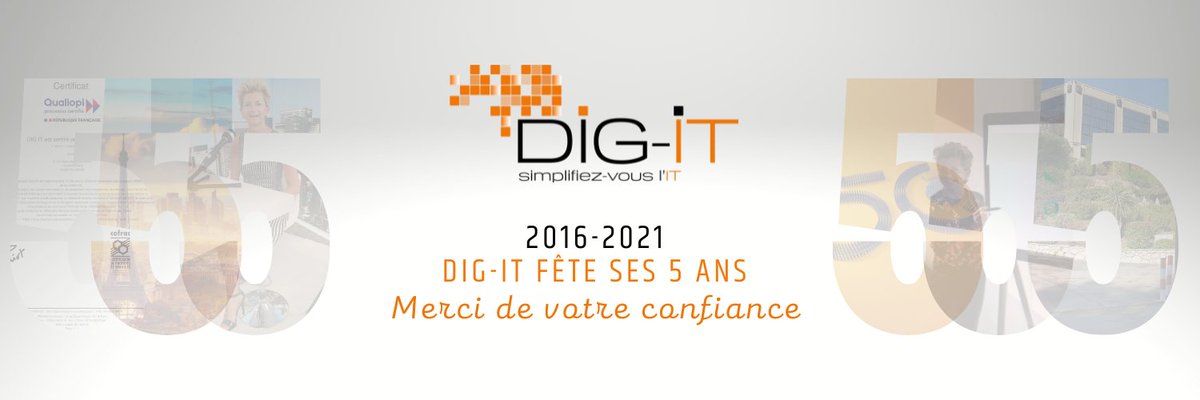 AsmaeRharnite's tweet image. 🥳🎂 Joyeux anniversaire DIG-IT ! 🎂🥳
Nous fêtons nos 5 ans, merci de votre confiance.
#anniversary #formationIT #conseilIT