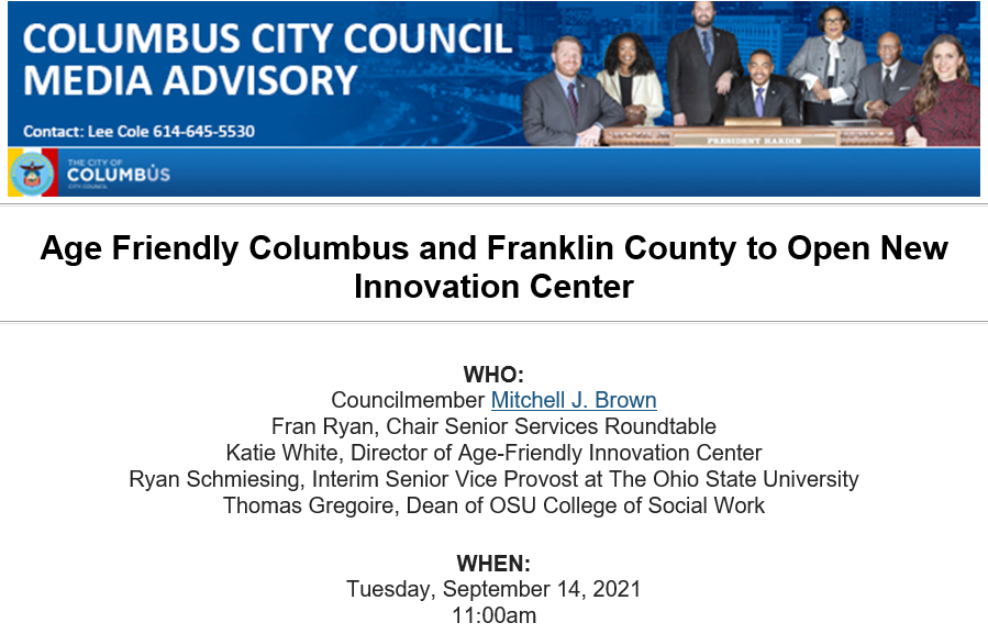 AgeFriendlyOH's tweet photo. Age Friendly Columbus and Franklin County to Open New Innovation Center!  Watch live Sept 14th at 11am, on Facebook: https://t.co/XjDOSLaY8D 
or YouTube: https://t.co/1DzAMvCNdv https://t.co/lF1JEQibIG