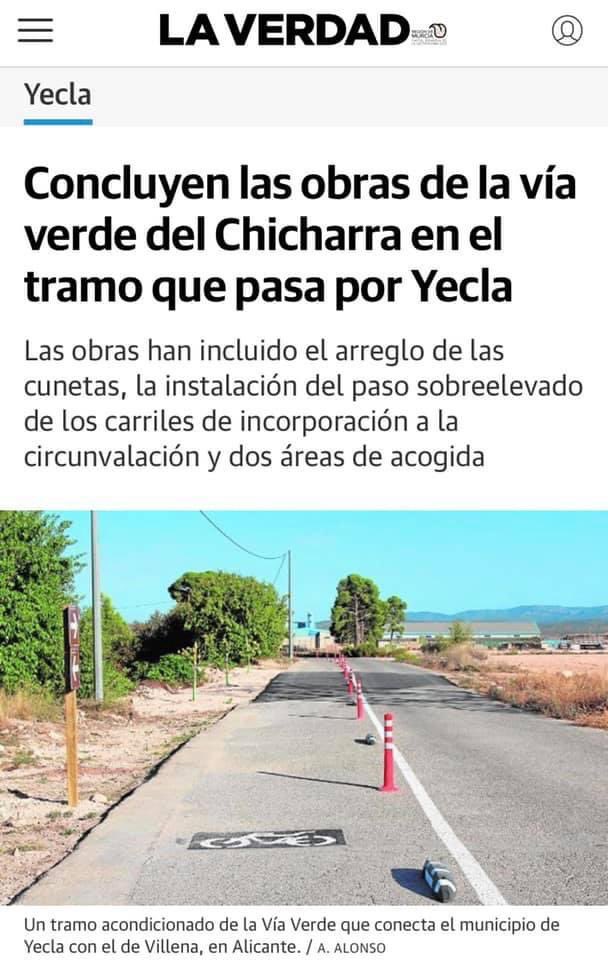 🚲🍀 Duele ver como #Cieza y #Yecla han desarrollado sus vías verdes como reclamo de interés turístico sostenible y de desarrollo. 

En #Jumilla tenemos alquitrán, huevondas y la alcaldesa mejor pagada de la historia (más de 200.000€ esta legislatura).
#VíasVerdesRM