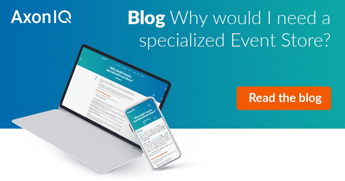 axon_iq's tweet image. Why would I need a specialized #EventStore ⁉️

Axon Framework gives you many options to store your events, like #AxonServer. In this blog, you can read why we build our own specialized store and the benefits for you and your customers! ✔️🙌

Check 👉 hubs.li/H0X6Yp20